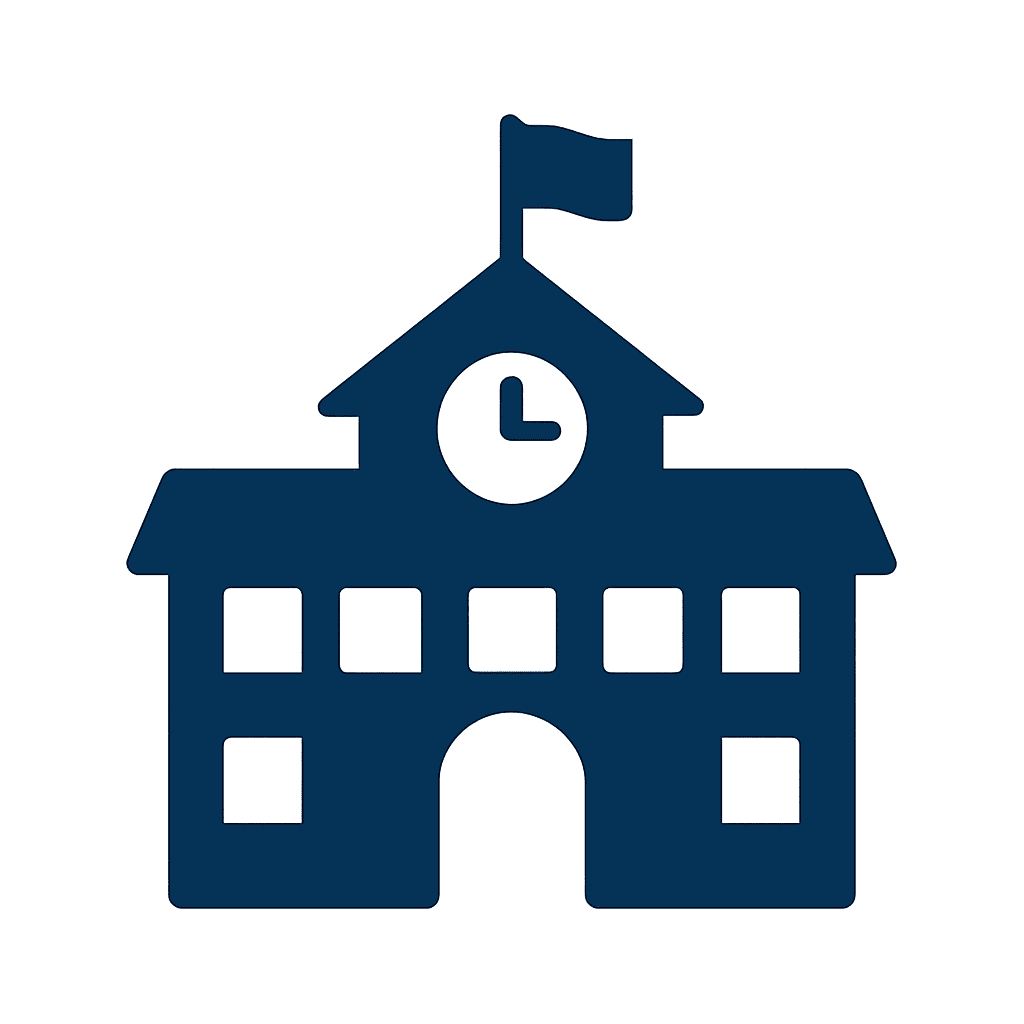 Icono minimalista de colegio en Chile para búsqueda de colegios y comparación escolar